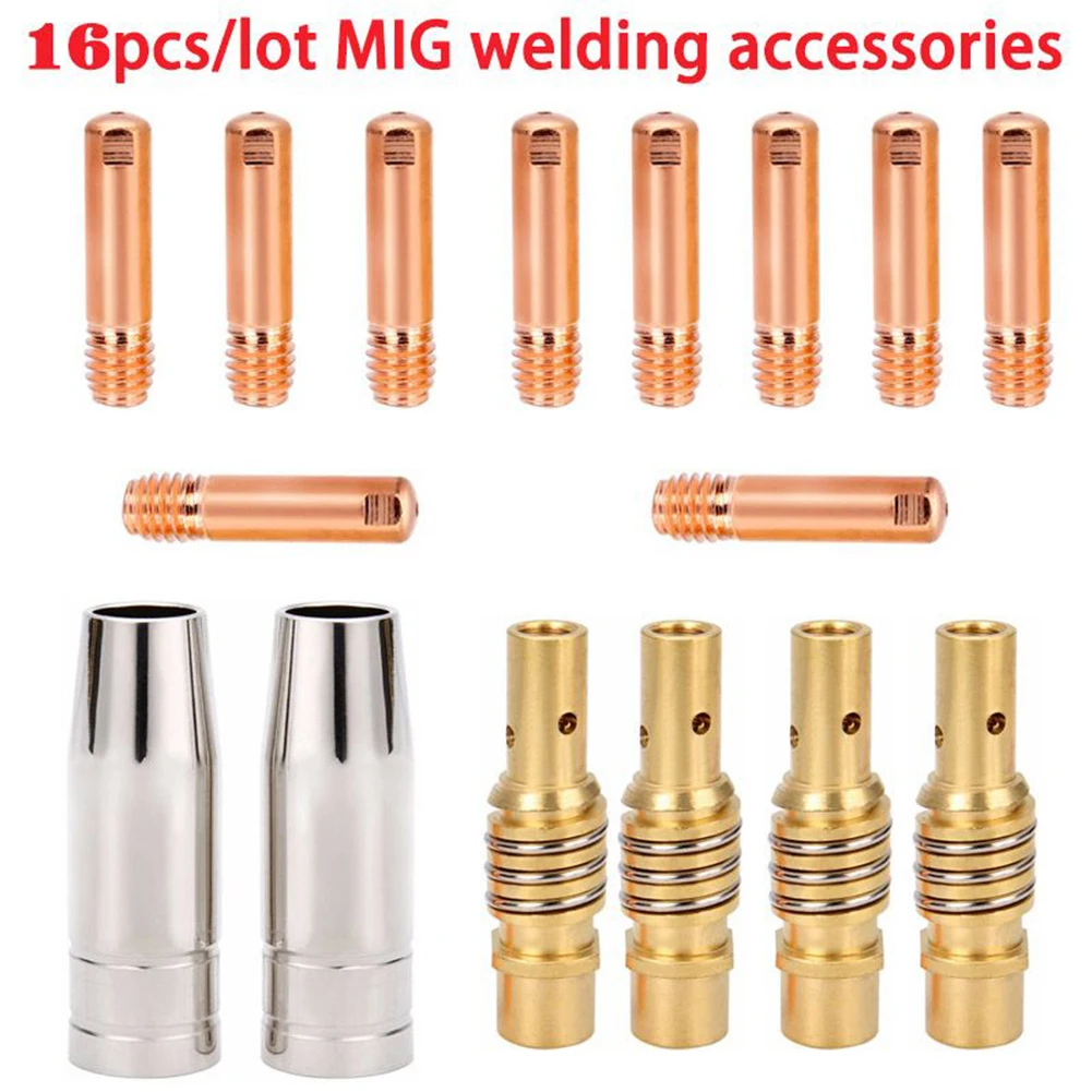 

16pcs 15AK Welding Torch Consumables 0.8mm 1.0mm Tig MIG MAG Torch Gas Nozzle Tip Holder Welding Tools