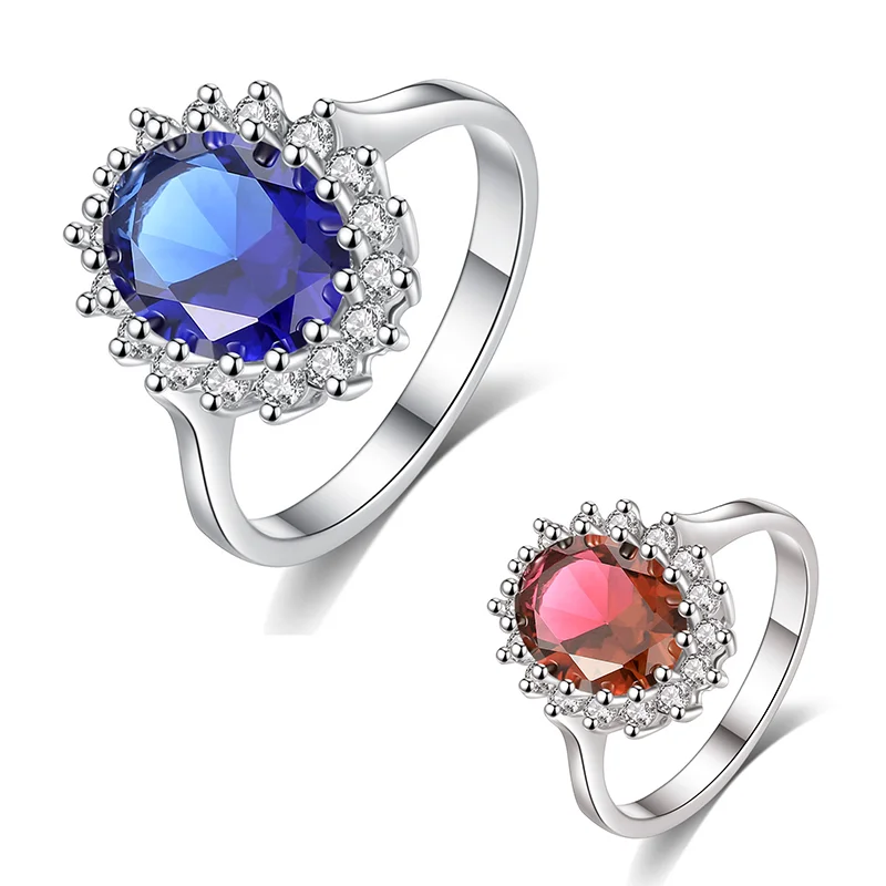 Blue Zircon Princess Ring Engagement Party Ladies Ring Fashion Jewelry finger rings,fashion rings,engagement rings,zircon rings