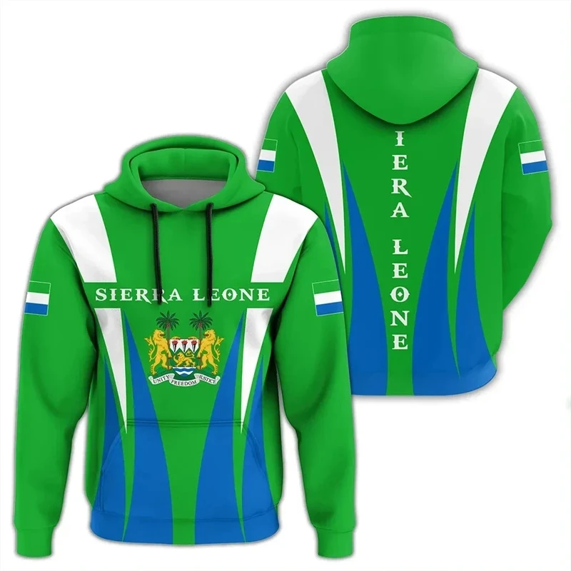 thumbnail image 1 of Sudadera con capucha unisex de manga larga con estampado 3D de la bandera nacional de Sierra Leona, informal, de calle, de gran tamaño, para primavera, 1 of 5