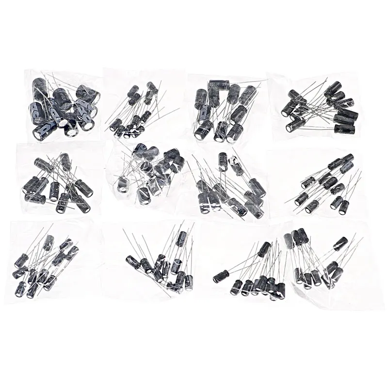 120pcs 12 Value 1uF~470uF Electrolytic Capacitors Assortment Kit 16V 25V 50V 1UF 2.2UF 3.3UF 4.7UF 10UF 22UF electrolytic capacitor aluminum electrolytic capacitor
