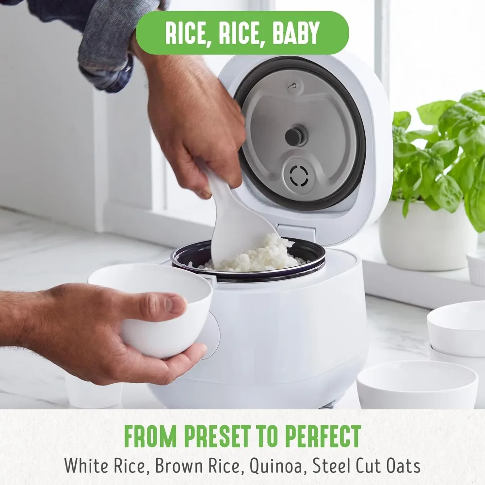 2024 GreenLife 4-Cup Digital Rice Cooker, PFAS & PFOA-Free Removable Ceramic Dishwasher Safe Pot, Healthy Cooking Oats Grains