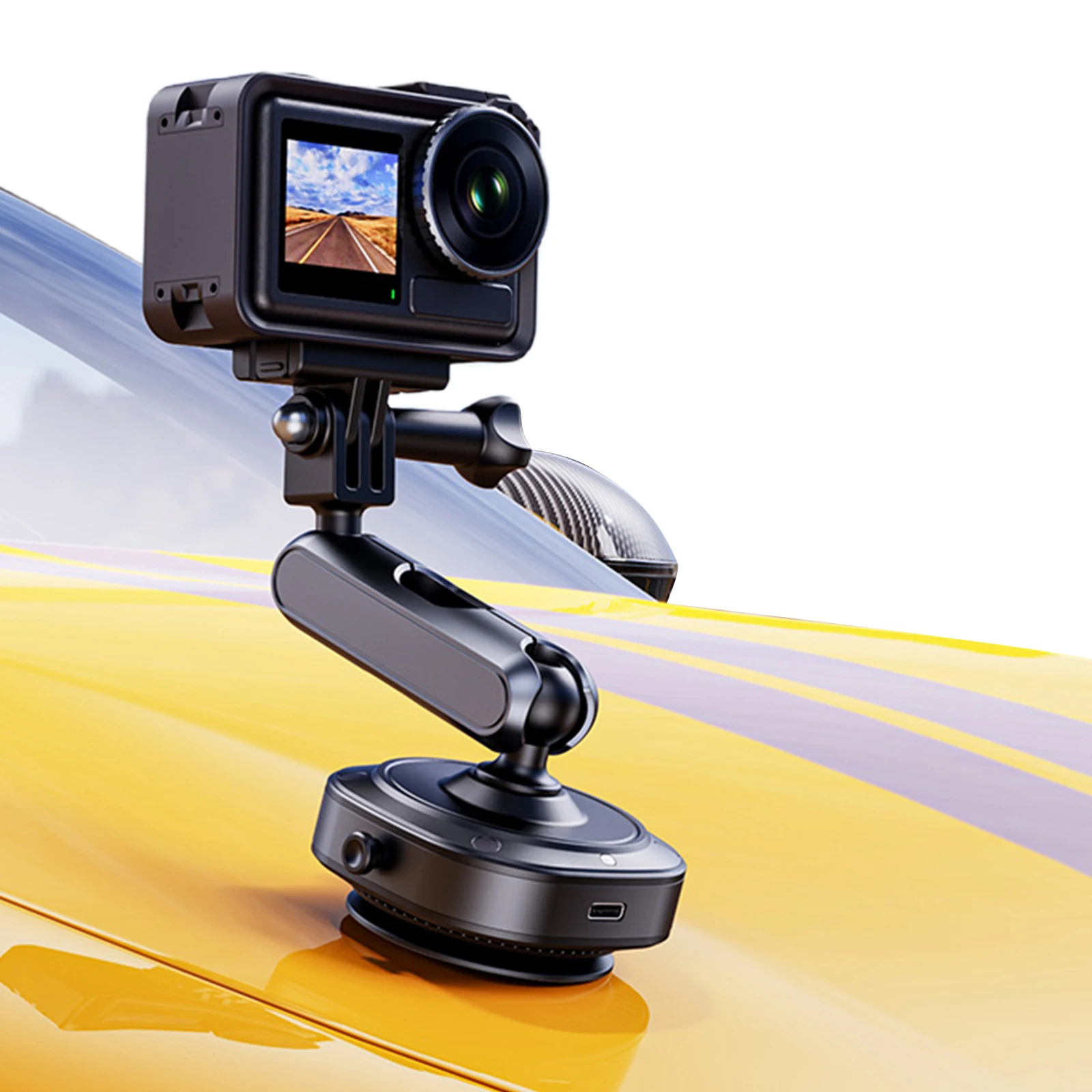 Suction Cup Camera Car Mount 360 Adjustable Car Action Camera Holder for DJI/Insta360/GoPro Action Camera Mount