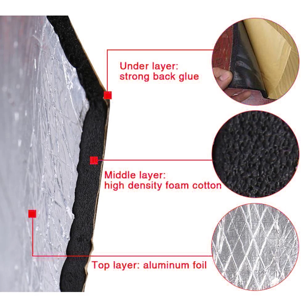 1PCS 200cmX50cm Car Truck Firewall Heat Sound Insulation Mat Sound Noise Insulation Heat Thermal Proofing Pads Universal sound proof mat sound insulation mat heat insulation mat sound deadener mat