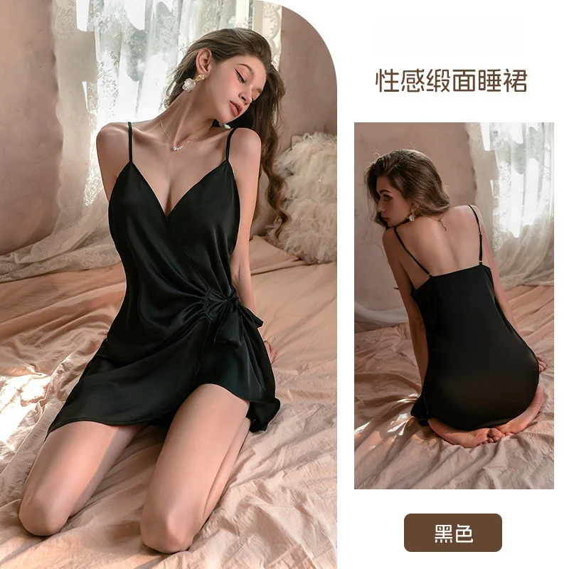 Black (ice silk) suspender nightgown