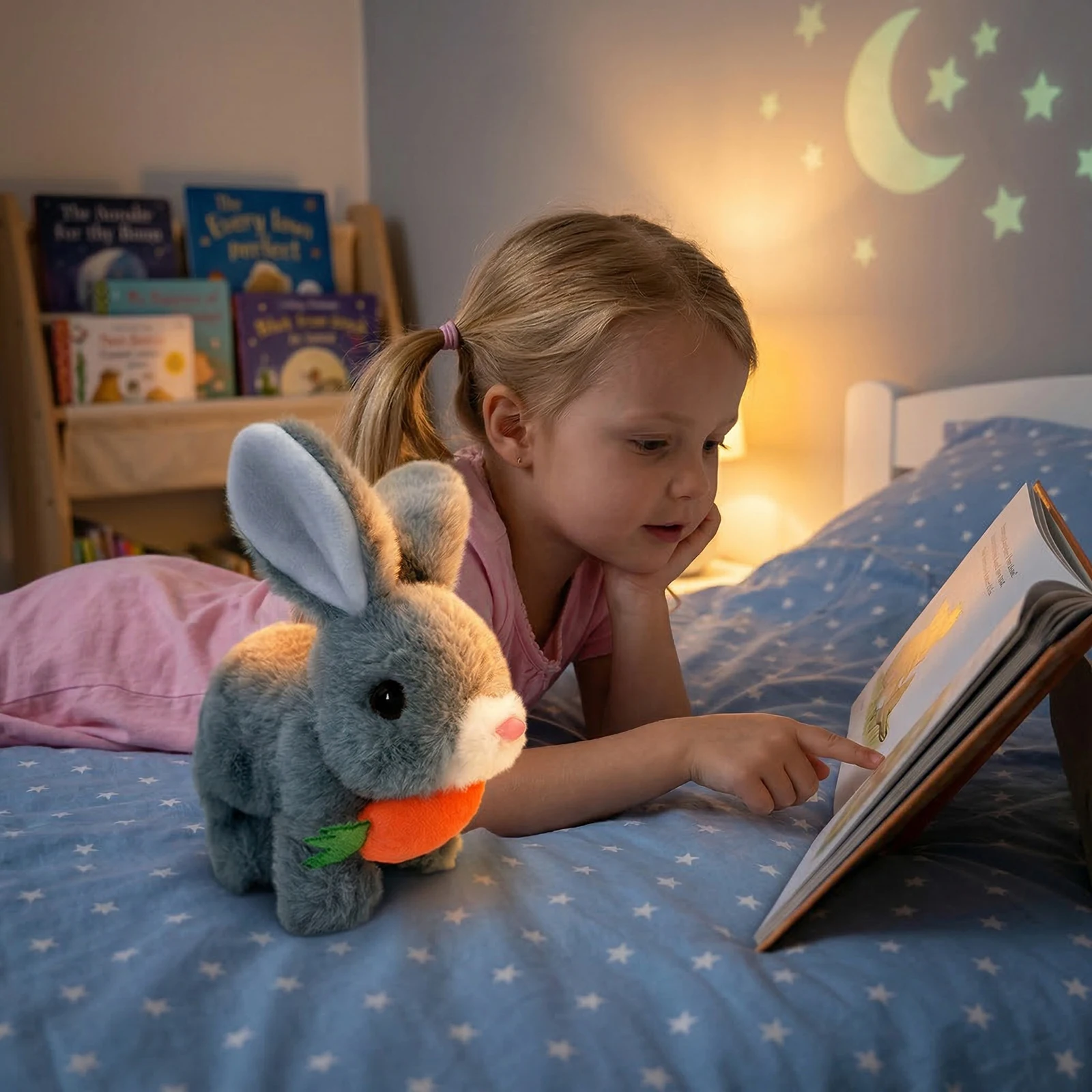 인터랙티브 전자 애완동물 움직이는 귀와 코를 가진 사실적인 토끼 인형, 어린이를 위한 부활절 선물