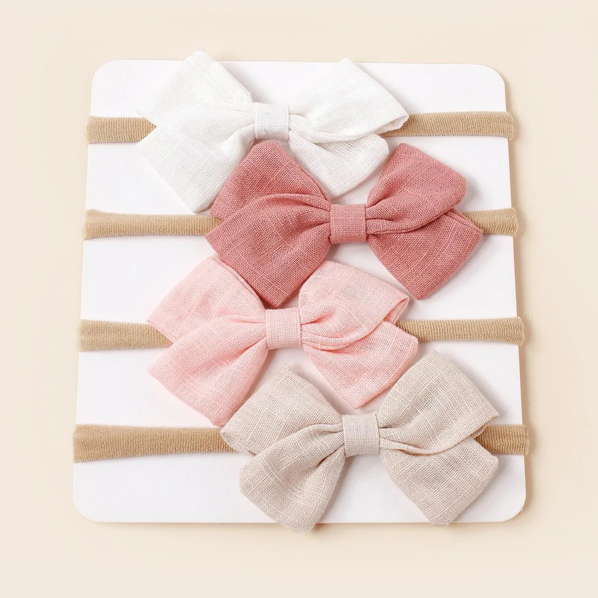 Hair Headband Accessories 4pcs Baby Bamboo Cotton Bow Nylon Girls Cute Hairband Toddler Photograph Decor