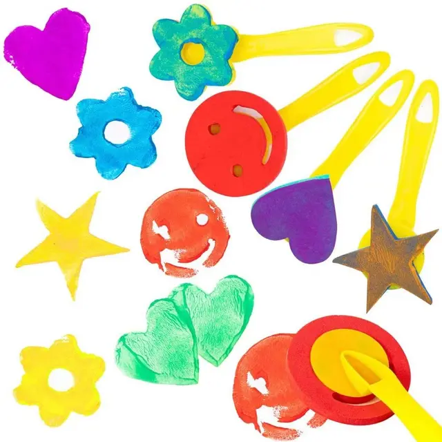 56Pcs Diy Children Painting Foam Sponge Brush Apron Moulds Tool Kit for Kids Early Art Education Learning Drawing Graffito Gift 4