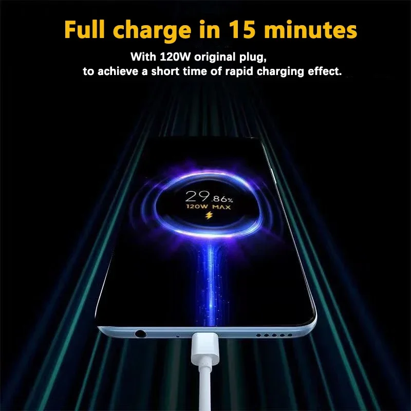 Xiaomi 120W USB Type C Cable Tipo 6A 67W Turbo Fast Charging For Mi 17 Pro...