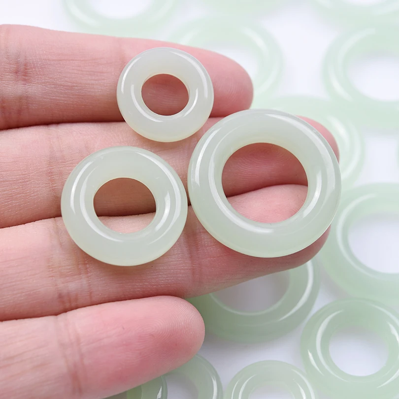 5PCS Aquamarine Annulus Pendants Are Made Of Glass Handmade DIY Jewelry Charm Earrings And Necklace Accessories