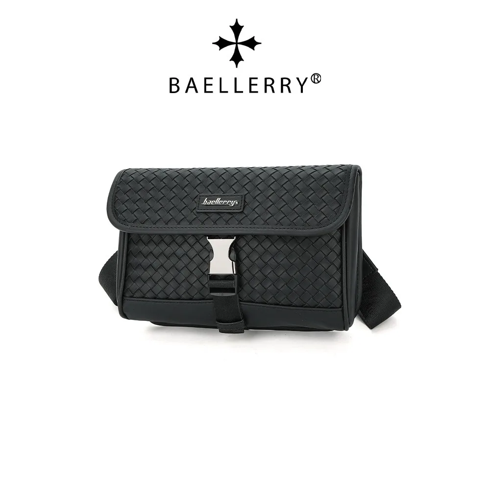 Men's Woven Texture PU Leather Cycling Backpack, Waterproof Business Laptop Backpack with Buckle Closure, Commuter Daypack