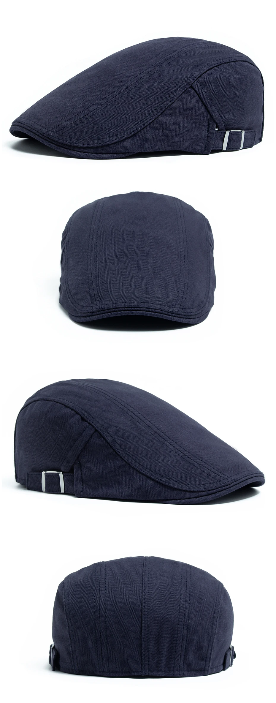 Männer Berets Klassische Casual Einfarbig Zeitungsjunge Mütze Mode Vintage Baumwolle Visier Hüte Für Männer Sommer Baskenmütze Höhere Qualität – Detail 5