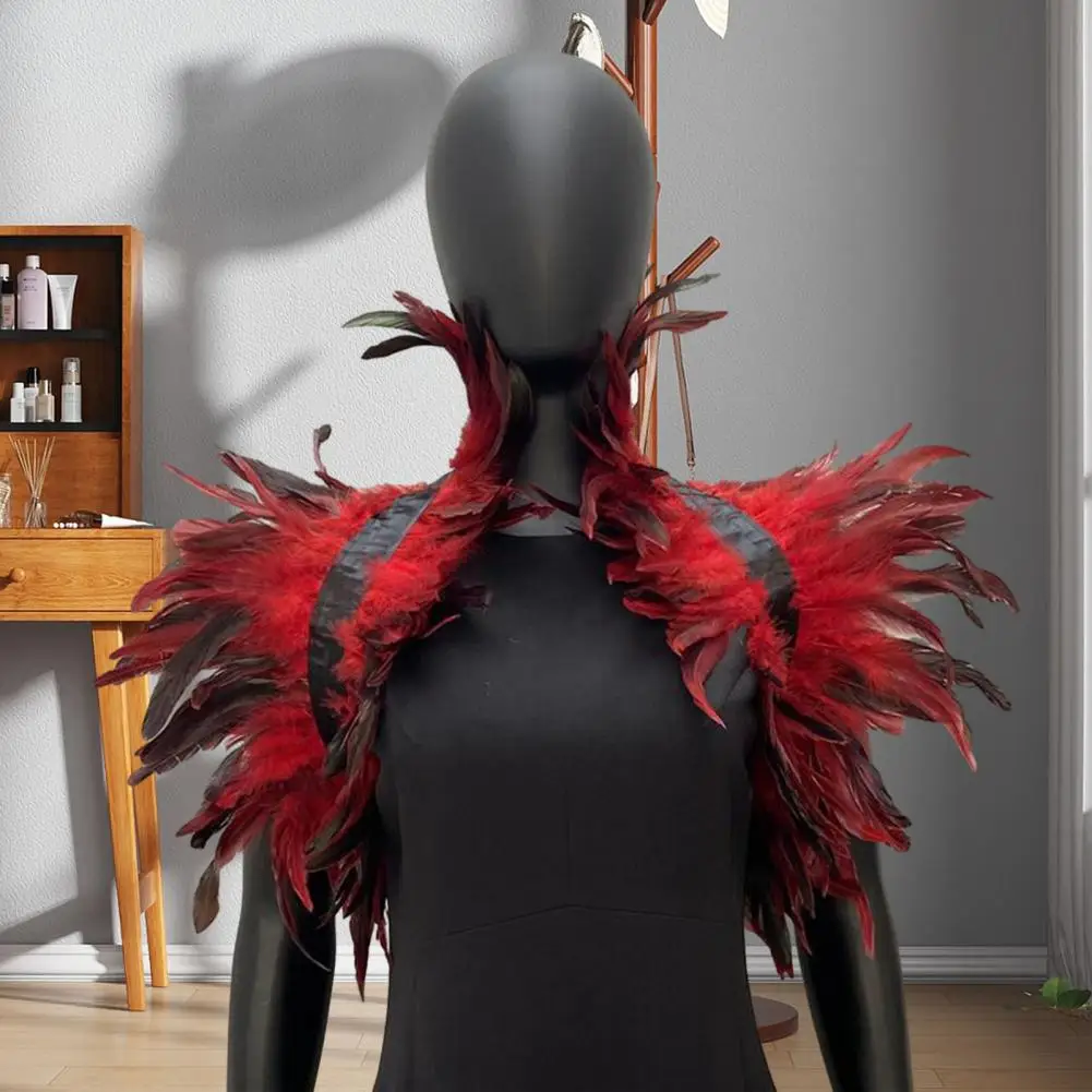 Adjustable Feather Shawl Feather Shrug Shawl Cape for Cosplay Party Stage Performance Adjustable Retro Collar Dancer Costume 5