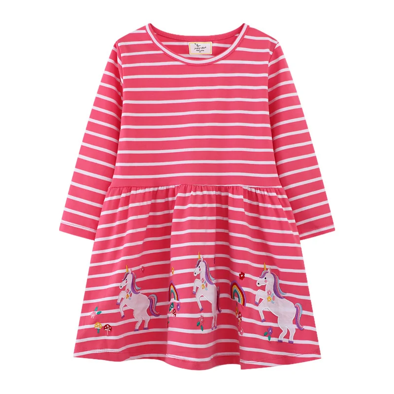 Springen Meter 2-7T Prinzessin Mädchen Kleider Tasten Heißer Verkauf Langarm Tiere Baby Mädchen Kleidung Party Kinder kleider Kostüm – Detail 12