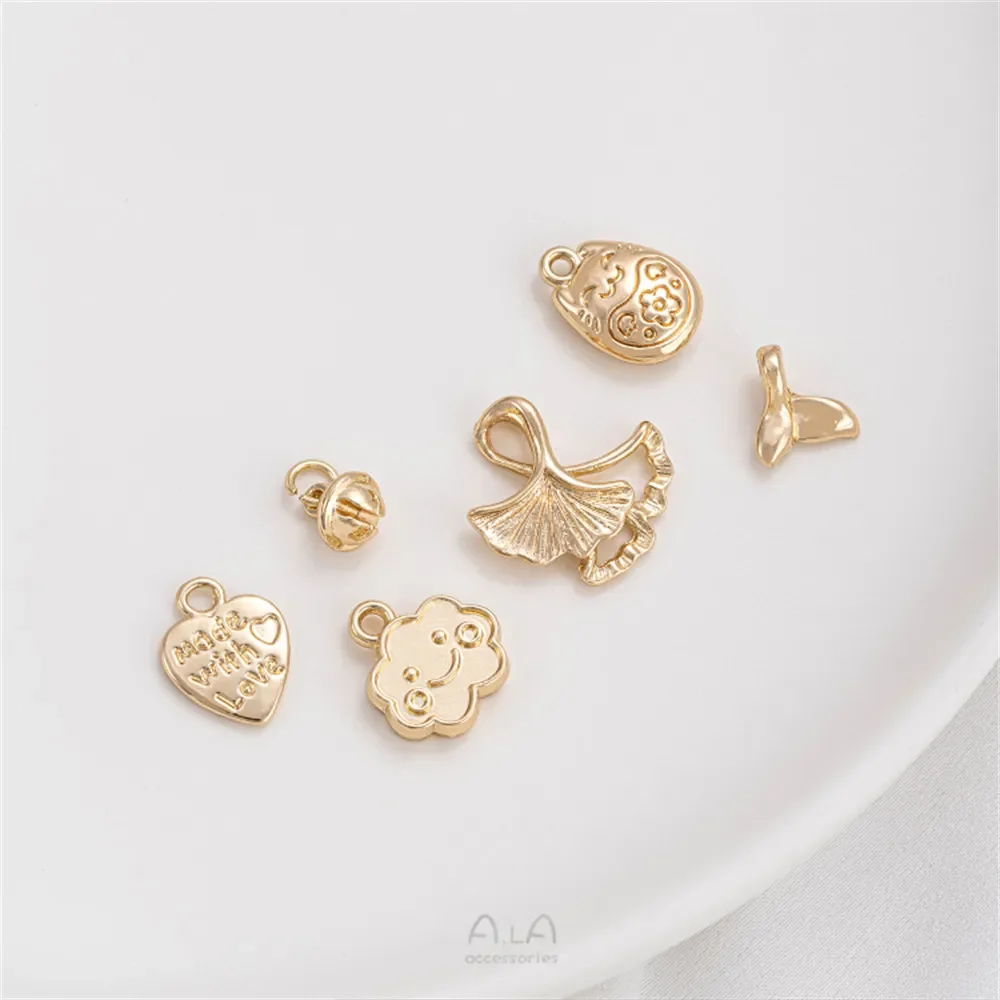 

14K позолоченные латунные облака рыбий хвост абрикосовый цвет счастливая кошка английская глина DIY ювелирные изделия ручной работы