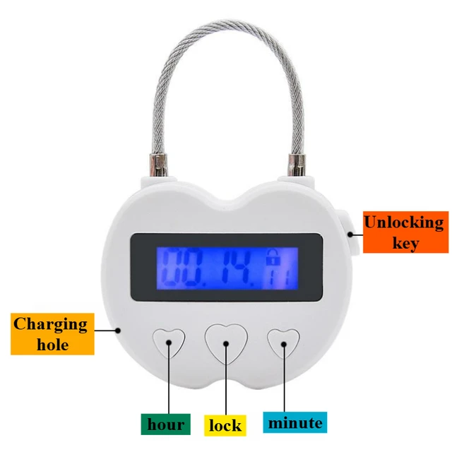 Smart Time Lock LCD Display Time Lock Multifunction Travel Electronic Timer, Waterproof USB Rechargeable Temporary Timer Padlock 6