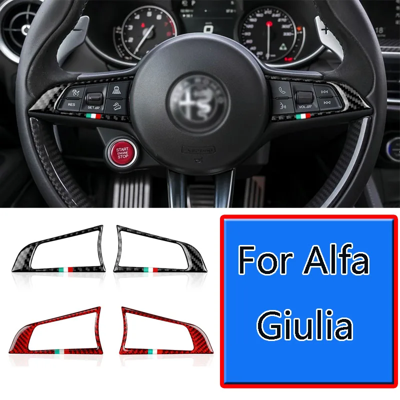 

For Alfa romeo Giulia Interior modification of steering wheel buttons with drip glue carbon fiber button stickers Car Styling