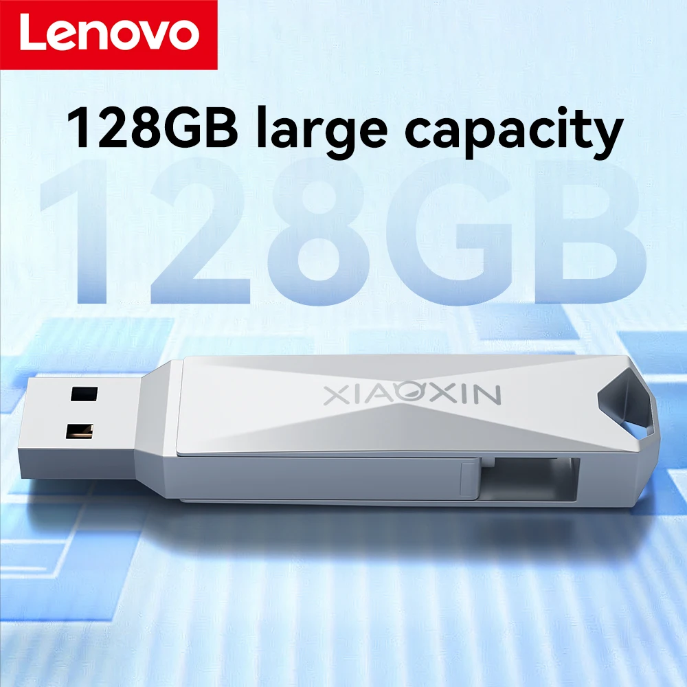 레노버 128GB 스케이트보드 USB 드라이브, 듀얼 USB-C & USB-A 포트, 360 °   회전 가능한 고속 SSD 플래시 드라이브 (휴대폰/노트북용)