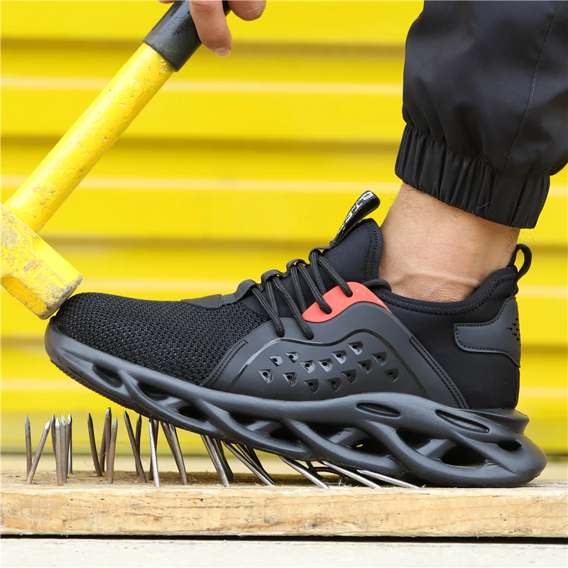 

CHNMR Steel Toe Cap Light Breathable Sneaker For Work Men Safety Shoes Anti Smashing Anti Puncture Security Platform Boots