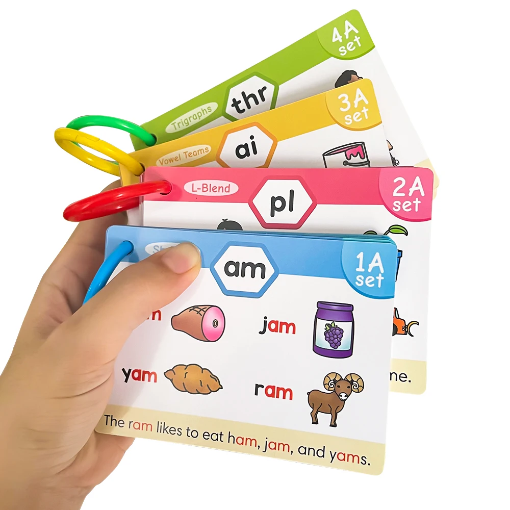 Kids Phonics Learning Flash Cads Educational Toys Teacher Teaching Aids Montessori English Words Training Vocabulary Building 5