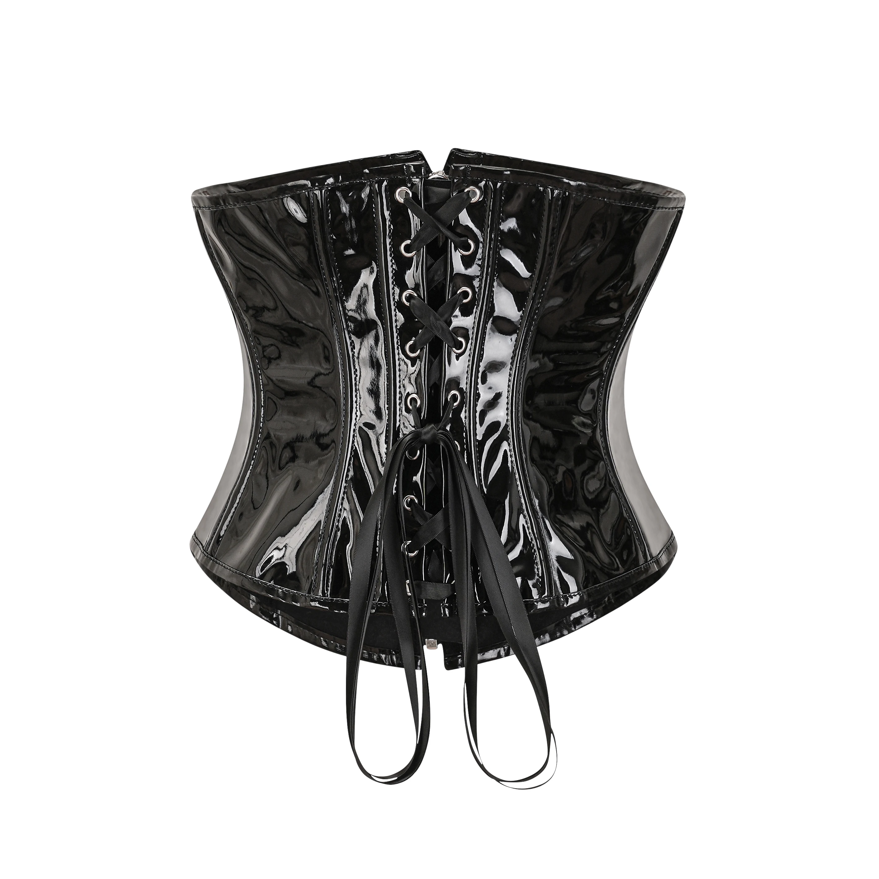 Wet Look PVC Underbust Corset Women Steampunk PU Leather Buckle-up Bustier Top Gothic Slimming Bodyshaper Waist Trainer Corselet body shaper,waist trainer,corset bustier top,waist corset,lace corset