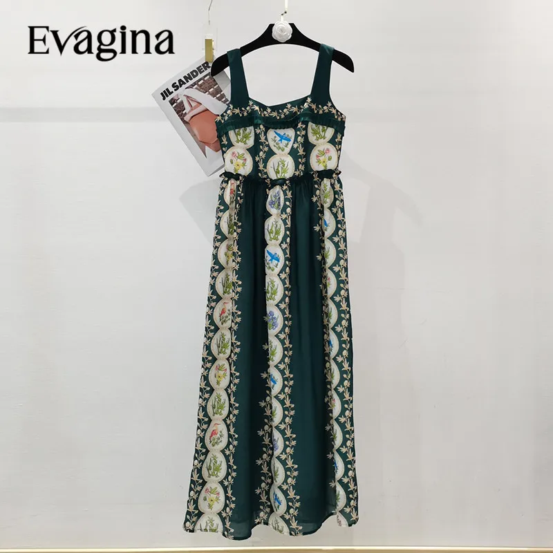 

Evagina Spring/Summer High Quality Sexy Sweet Chic Printed Slim Holiday Beach Suspenders Dresses 2023 Newes