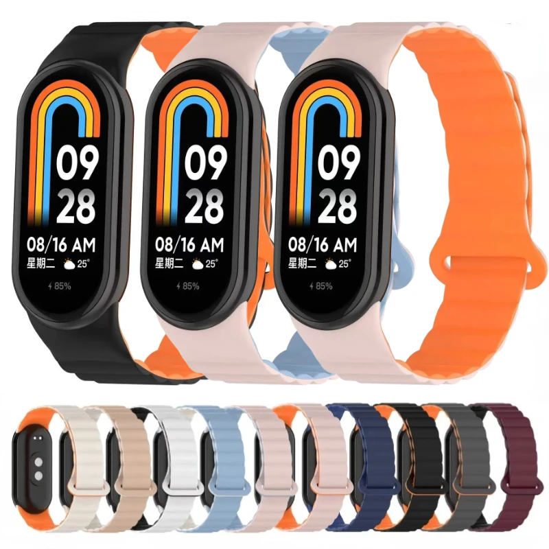 Magnetic Loop Silicone Strap for Sports Bracelet - Double Color Wristband Accessory