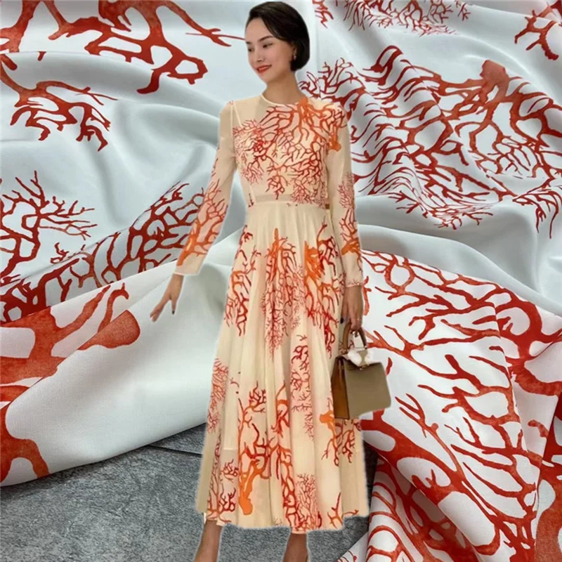 Silk Unique Dress Mix print Coral main image 0