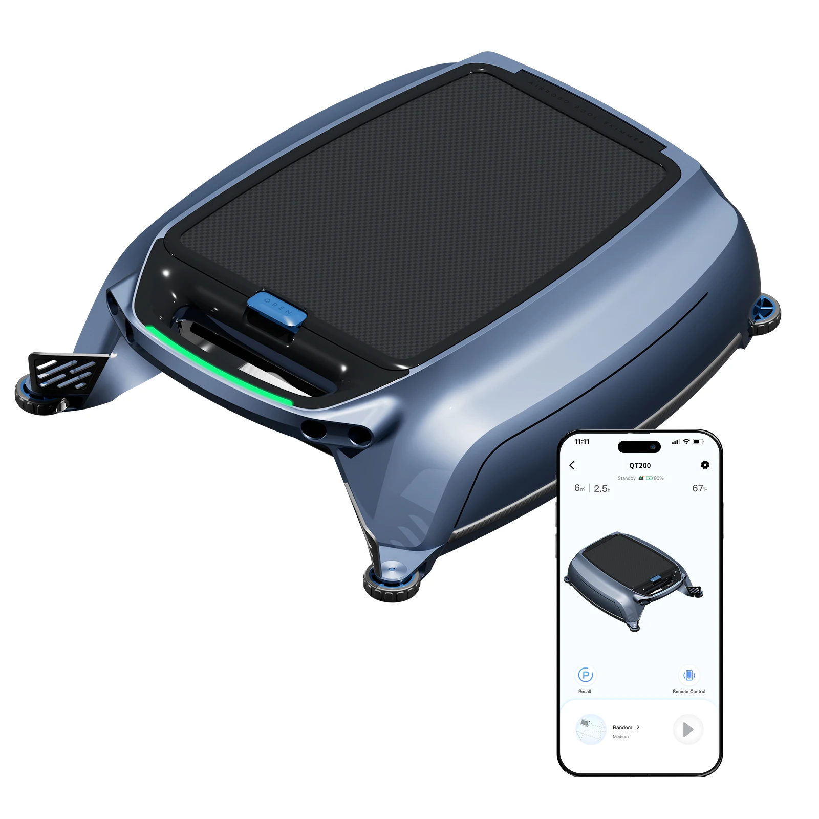 AIRROBO QT200 태양광 수영장 표면 스키머 및 필터 자동 청소 로봇 (..
