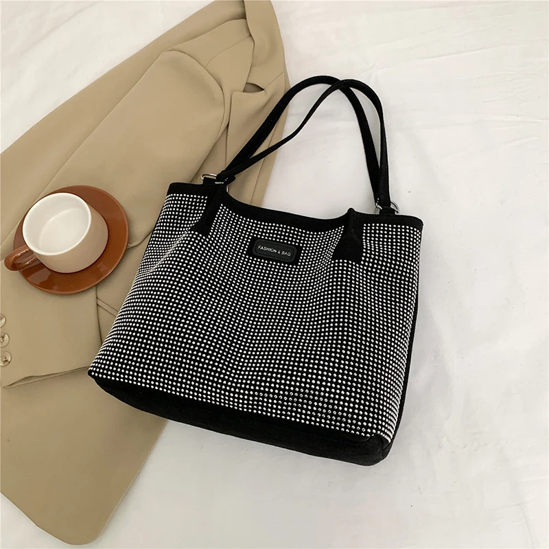 Hasp Pu Ladies Shoulder Bags Diamonds Design Sewing Thread Bags for Women 2025 New Hot Sale Fashion Bolsas Para Mujeres