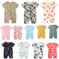 New Baby Romper Cute Onesie 0-24M Pajama Cotton Baby Boy Girl Clothes Newborn Zipper Footies Jumpsuit Short-Sleeve Baby Clothing