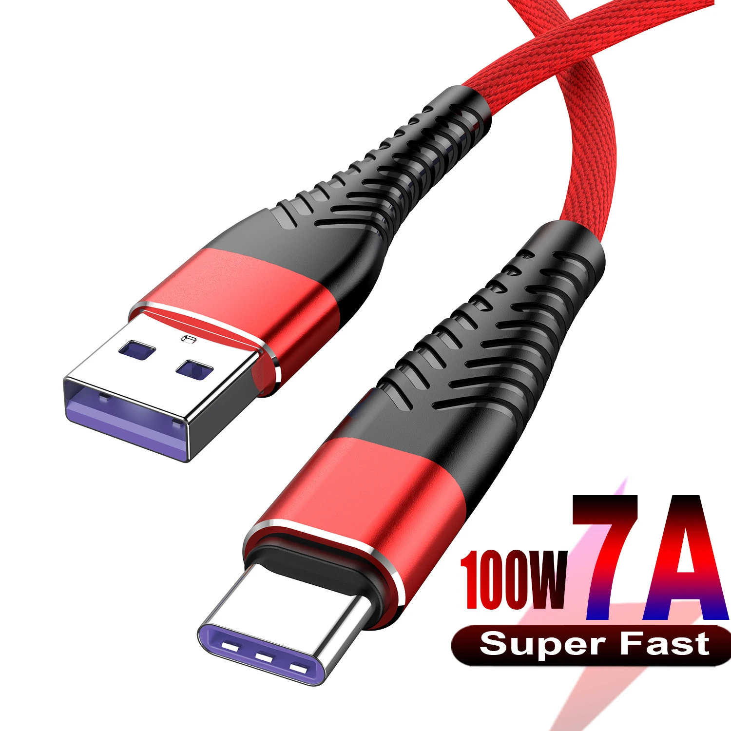 Premium Nylon Braided USB-C Fast Charging Cables - 100W 7A Data Transfer