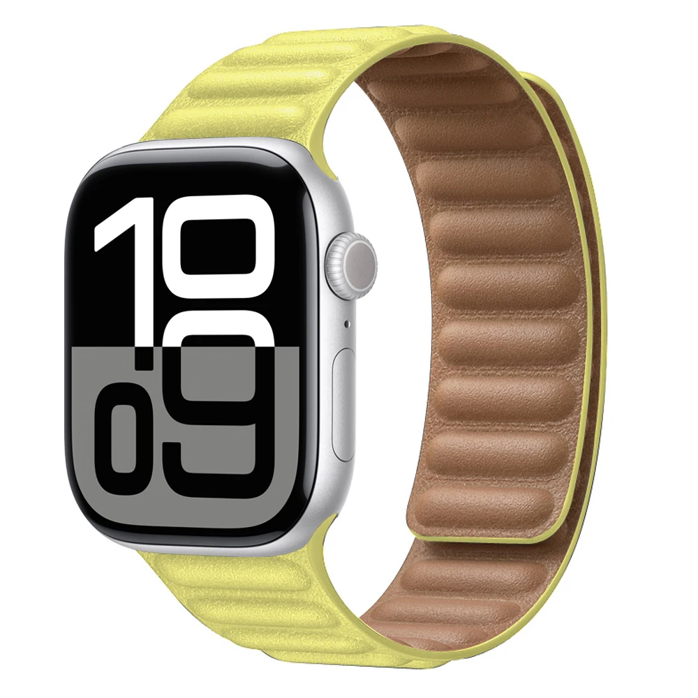 Premium Leather Magnetic Loop Watch Band Strap - Elegant Bracelet Design