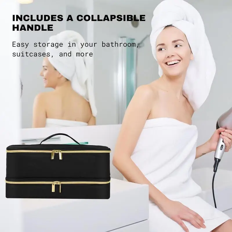 

Фена для волос для путешествий искусственная двухслойная коробка для хранения аксессуаров для волос стильная портативная водонепроницаемая коробка для хранения большой емкости