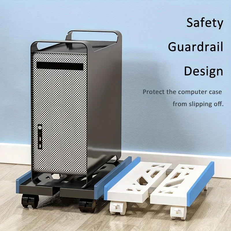 통풍이 잘되는 컴퓨터 타워 스탠드, 4개의 캐스터 휠이 있는 PC 타워 스탠드, 대부분의 PC에 적합, 책상 아래 CPU 홀더, PC 플로어 카트, PC 라이저