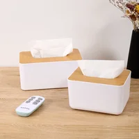 Tissue Box Table Napkin Rings Tissue case Paper Box Container Bamboo Cover Solid Wood Storage Box Home Table Decoration 2