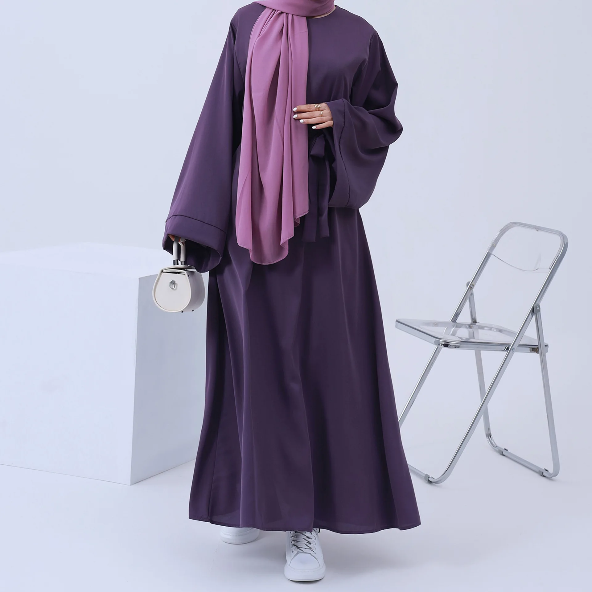Ramadan Eid Plain Abaya Dress Dubai Turkey Muslim Fashion Gulf Closed Abayas for Women African Islamic Clothes Kaftan Hijab Robe