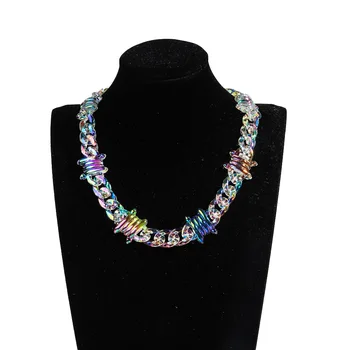Iridescent Barbed Wire Acrylic Chain Necklace 6