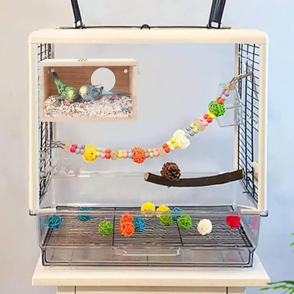 Wooden Bird Nest Outdoor Garden Decoration Breeding Box For Parrot Parakeet Cockatiel And Other Small Birds Accessories Supplies
