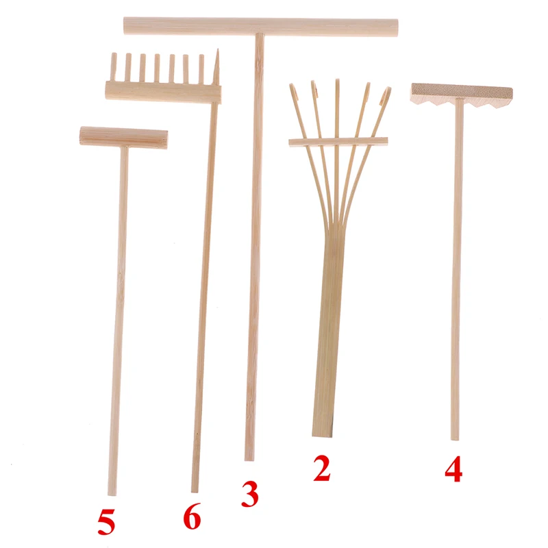 

1/5 Pcs Sand Rake Mini Sandbox Four Tine Desktop Zen Garden Accessory Toys Gardening Bamboo Office