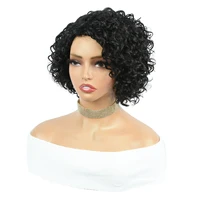 Perruque Lace Front Wig naturelle, cheveux crépus bouclés, coupe Pixie, couleur 4x1, pre-plucked, avec raie latérale, pour femmes 3