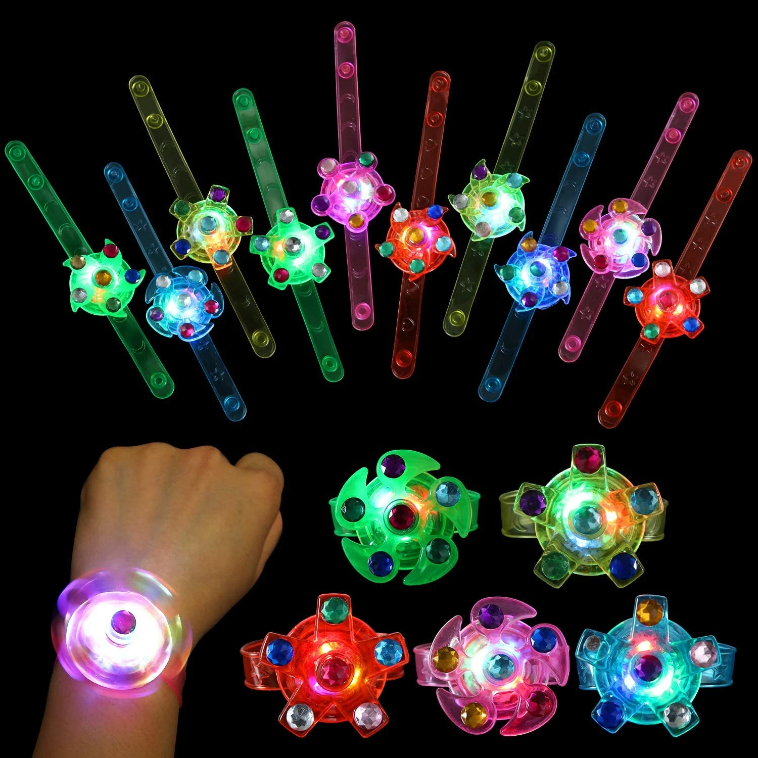 Paquete de 24 favores de fiesta para niños, pulseras con luz LED que brillan en la para fiesta de cumpleaños, Halloween y Navidad, 2022| | AliExpress