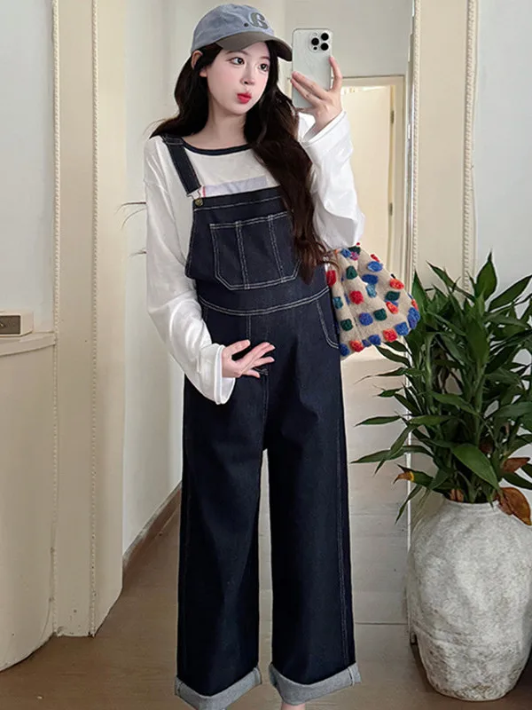 출산용 청바지 봄 가을 캐주얼 루즈 플러스 사이즈 슬리밍 롱 팬츠 아우터웨어 조절 가능한 스트랩 모든 임산부에게 적합한 다용도