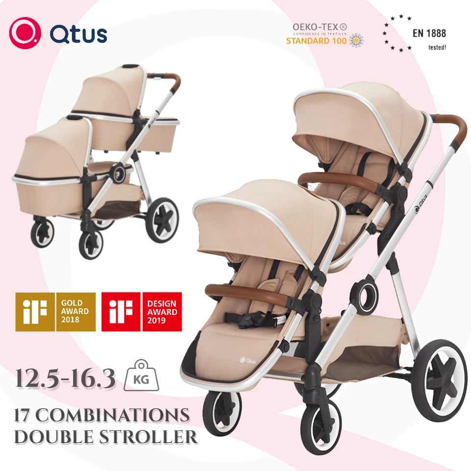 QTUS DuetPro City Select Double Stroller for Twins Two Kids, High Landscape  - Large Basket & Removable Wheels EN1888 Approved - AliExpress