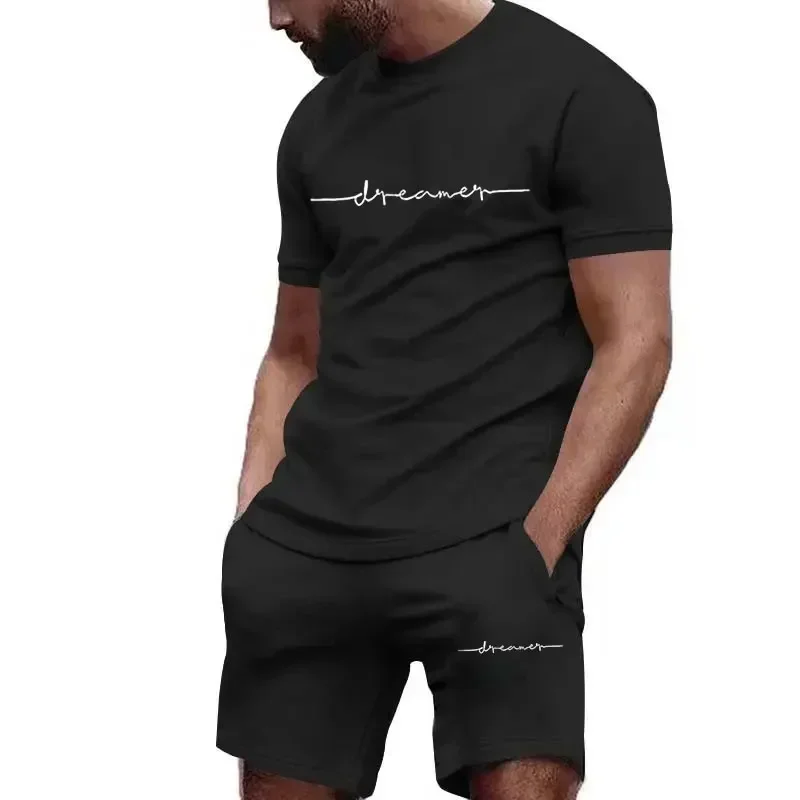 thumbnail image 1 of Conjunto de pantalones cortos con estampado de moda de verano 2024 para hombre, conjunto deportivo transpirable de secado rápido, conjunto de camiseta de manga corta, conjunto de jogging para hombre, 1 of 4