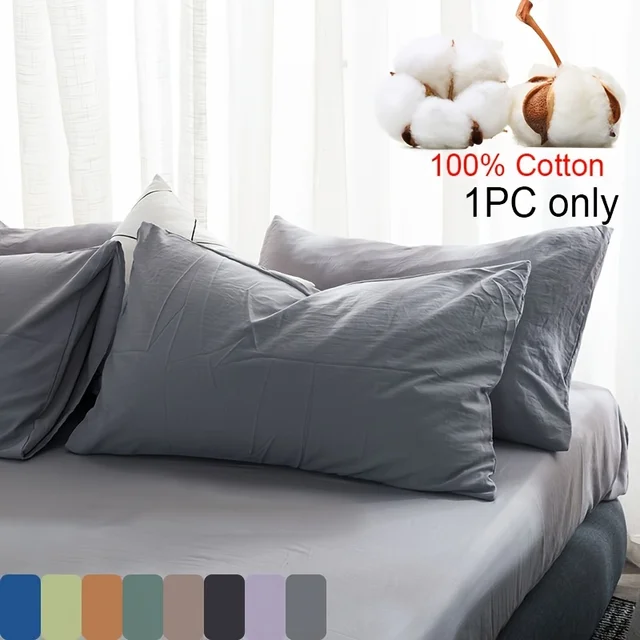 1 taie d'oreiller brossée 100 % coton - Super douce, fermeture d'enveloppe, 18,89 x 29,13 pouces, disponible en plusieurs couleurs 1