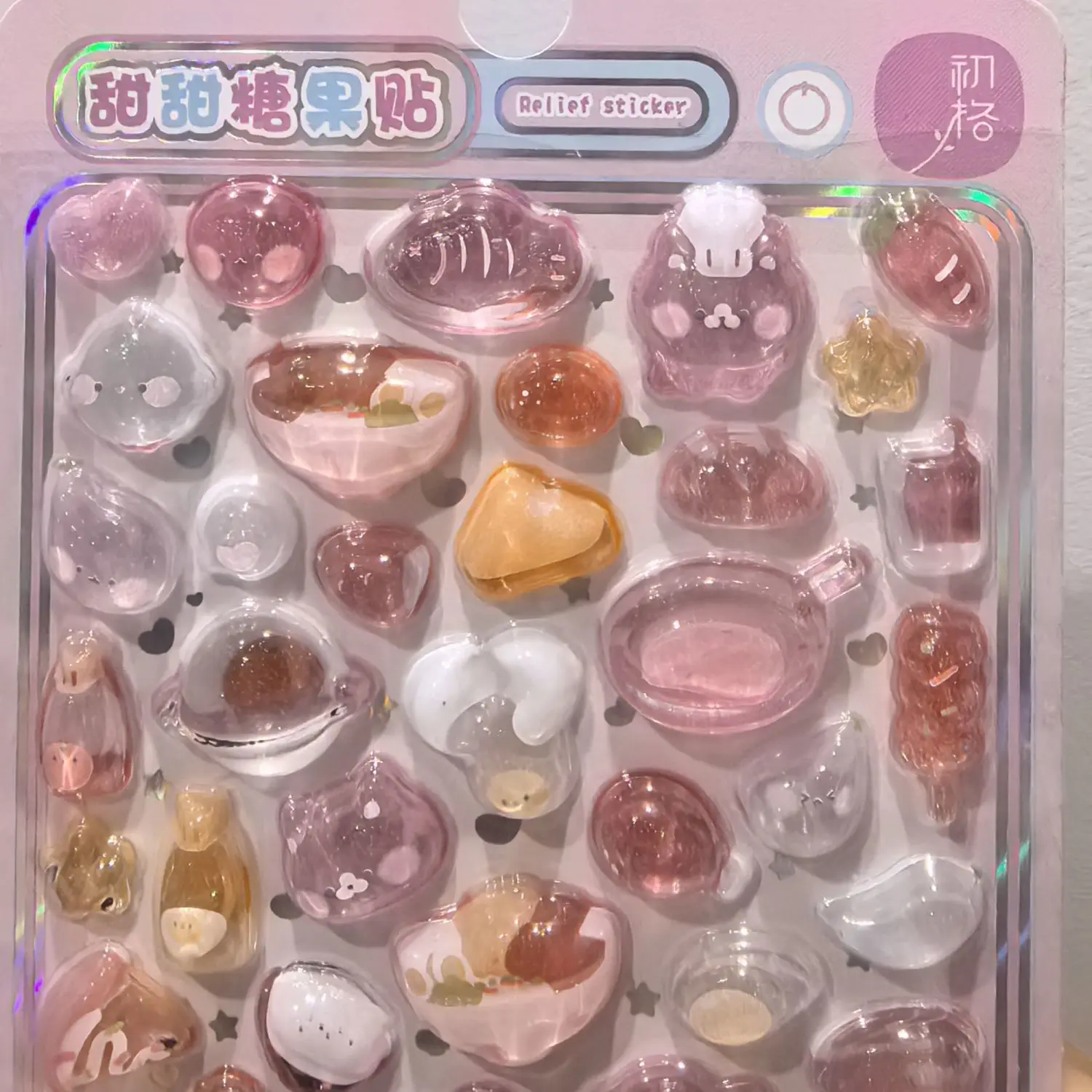 Kawaii 3D Relief Drop Dessert & Food Series Decorative Stickers - Cute DIY for Laptop, Water Bottle, Phone Case