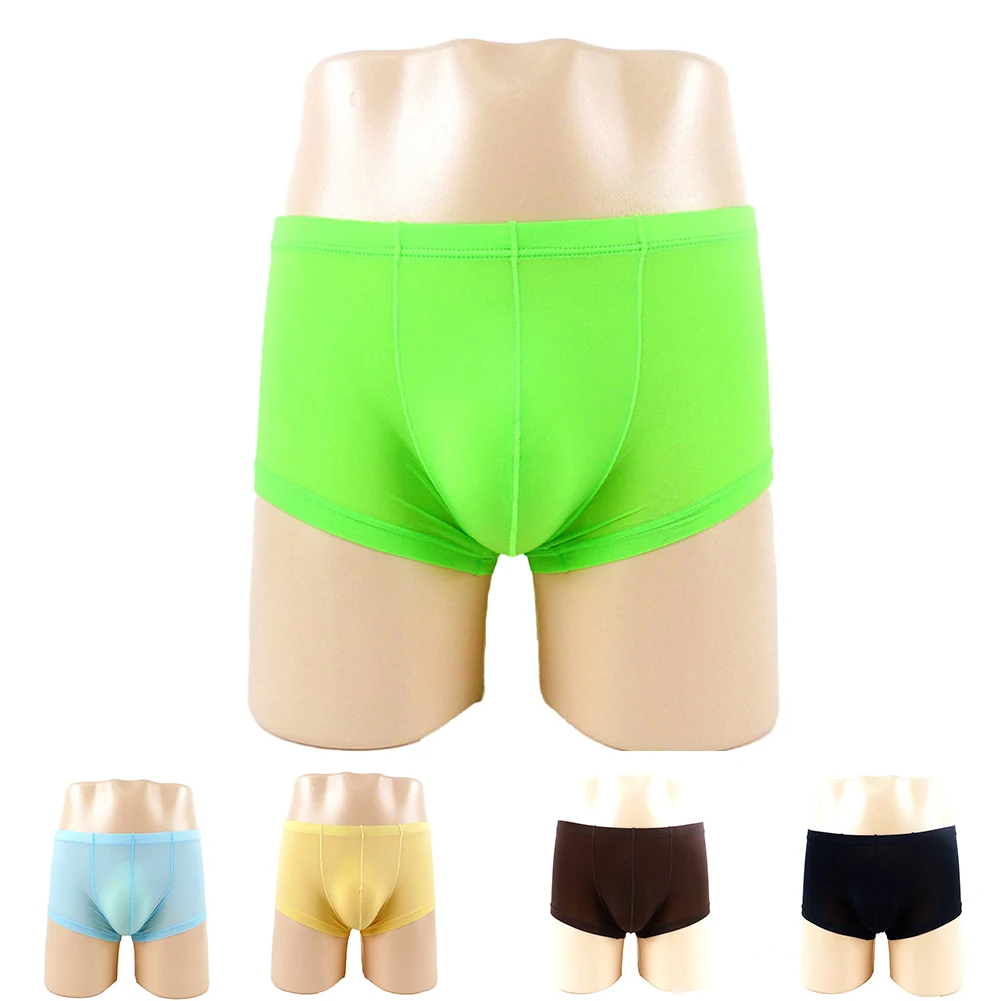 2023 Men\'s U-shaped Design Ice Silk Swimming Trunks Ultra-thin Transparent Flat Angle Underwear Men's Panties Boxers Hombre