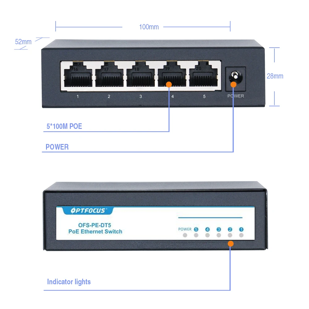 Optfocus-active Ethernet Switch Ethernet Hub Splitter Divisor de Energia Power Splitter 48w 802.3af 802.3at - Imagem 4
