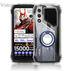 Ring Holder Shockproof Soft TPU Kickstand Case Cover for Oscal Pilot 1 (Clear Blue Ring)