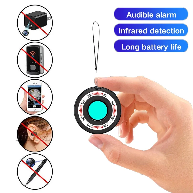 

Mini Anti Hidden Camera Lens Detector Sound Light Vibration Alarm Scanner Anti Candid Thief Micro Secret Cam Small Finder New